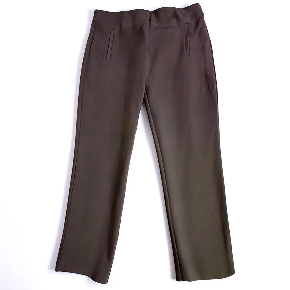 Chicos Brown Pull On Straight Leg Tummy Control Pants Size 1 US 8 High Rise - Picture 1 of 9